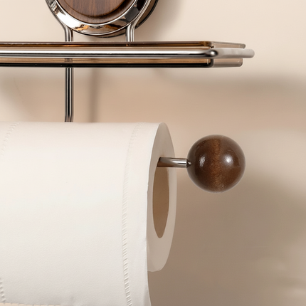 Self-Adhesive Toilet Paper Holder with Modern Wood Grain Design | Drill-Free Installation for Easy Bathroom Organization