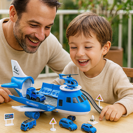 Airplane Toy Vehicle Transport Playset with Multiple Vehicles | Interactive Action Set for Imaginative Play