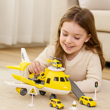 Airplane Toy Vehicle Transport Playset with Multiple Vehicles | Interactive Action Set for Imaginative Play
