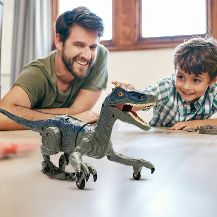 Remote Control Velociraptor Dinosaur Toy with Lights, Sounds & Spray | Interactive Fun for Kids' Imaginative Play
