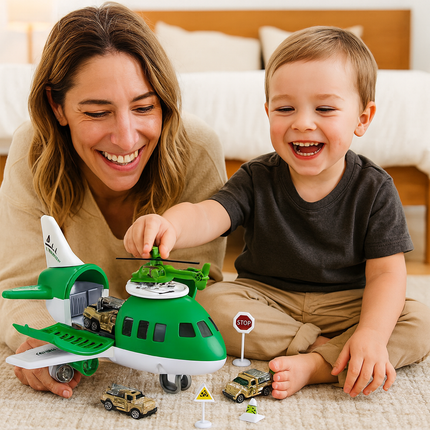 Airplane Toy Vehicle Transport Playset with Multiple Vehicles | Interactive Action Set for Imaginative Play