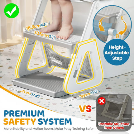Toddler Toilet Training Seat with Adjustable Height Ladder | Safe Potty Training for Growing Kids