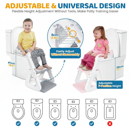 Toddler Toilet Training Seat with Adjustable Height Ladder | Safe Potty Training for Growing Kids