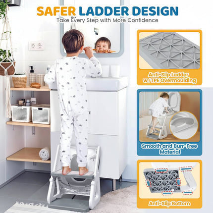 Toddler Toilet Training Seat with Adjustable Height Ladder | Safe Potty Training for Growing Kids