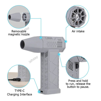 Electric Air Duster with High-Speed Airflow | Cordless Handheld Cleaner for Dust Removal in Tight Spaces