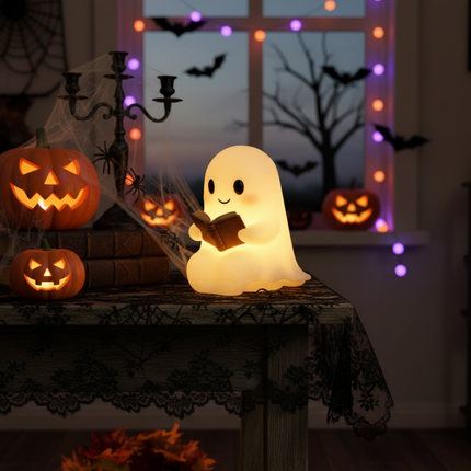 Ghost Table Lamp Night Light with Warm LED Glow | Cute Decor for Bedside and Nursery
