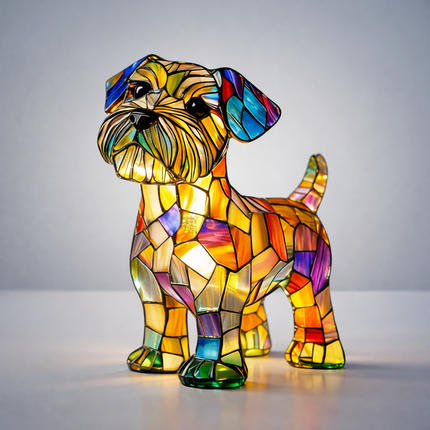 LED Dog Table Lamp with Colorful Stained Glass Design | Cozy Night Light for Bedrooms and Nurseries