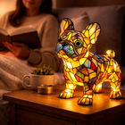 Table Lamp Stained Glass Dog, Rechargeable Cordless Table Lamp with Warm LED Night Light, Small Resin Bedside Lamp_00