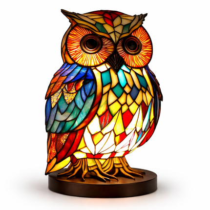 Animal Figurine Table Lamp with Stained Glass Design | Warm LED Accent Light for Cozy Home Decor