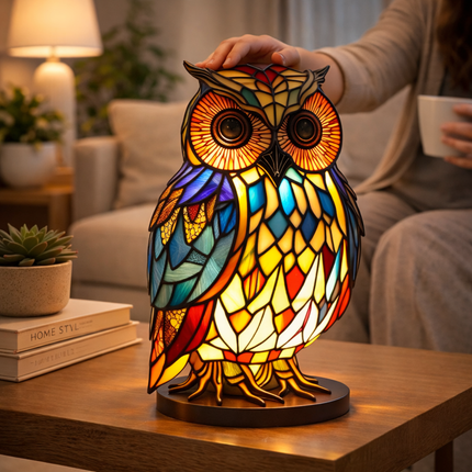 Animal Figurine Table Lamp with Stained Glass Design | Warm LED Accent Light for Cozy Home Decor