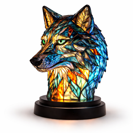 Animal Figurine Table Lamp with Stained Glass Design | Warm LED Accent Light for Cozy Home Decor