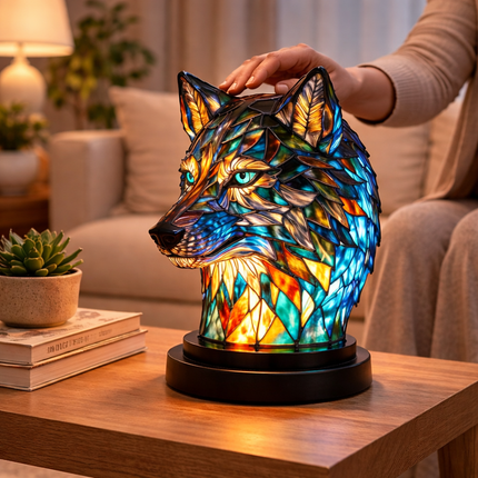 Animal Figurine Table Lamp with Stained Glass Design | Warm LED Accent Light for Cozy Home Decor