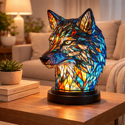 Animal Figurine Table Lamp with Stained Glass Design | Warm LED Accent Light for Cozy Home Decor