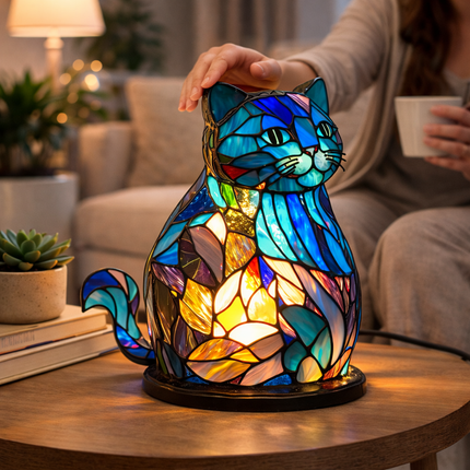 Animal Figurine Table Lamp with Stained Glass Design | Warm LED Accent Light for Cozy Home Decor