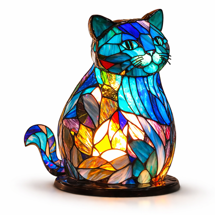 Animal Figurine Table Lamp with Stained Glass Design | Warm LED Accent Light for Cozy Home Decor