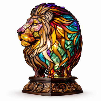 Animal Figurine Table Lamp with Stained Glass Design | Warm LED Accent Light for Cozy Home Decor