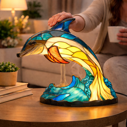 Animal Figurine Table Lamp with Stained Glass Design | Warm LED Accent Light for Cozy Home Decor
