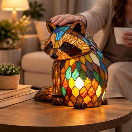 Animal Figurine Table Lamp with Stained Glass Design | Warm LED Accent Light for Cozy Home Decor