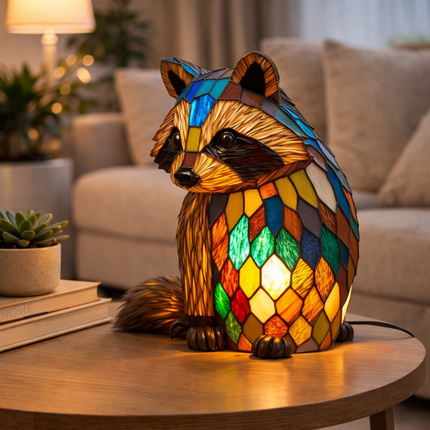 Animal Figurine Table Lamp with Stained Glass Design | Warm LED Accent Light for Cozy Home Decor