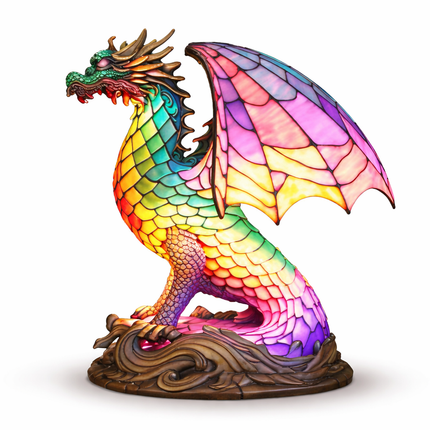 Animal Figurine Table Lamp with Stained Glass Design | Warm LED Accent Light for Cozy Home Decor