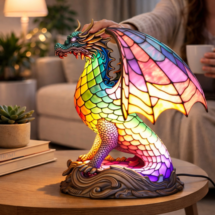 Animal Figurine Table Lamp with Stained Glass Design | Warm LED Accent Light for Cozy Home Decor