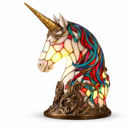 Animal Figurine Table Lamp with Stained Glass Design | Warm LED Accent Light for Cozy Home Decor