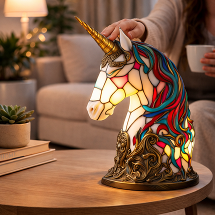 Animal Figurine Table Lamp with Stained Glass Design | Warm LED Accent Light for Cozy Home Decor