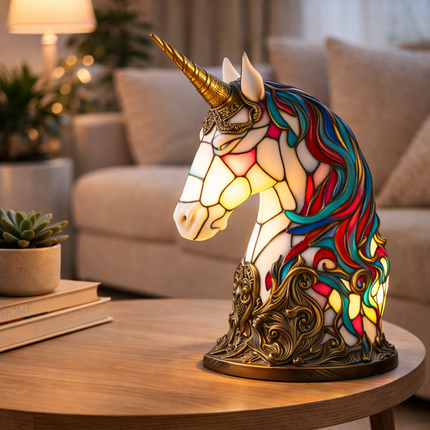 Animal Figurine Table Lamp with Stained Glass Design | Warm LED Accent Light for Cozy Home Decor