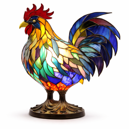 Animal Figurine Table Lamp with Stained Glass Design | Warm LED Accent Light for Cozy Home Decor