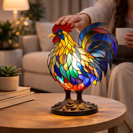 Animal Figurine Table Lamp with Stained Glass Design | Warm LED Accent Light for Cozy Home Decor