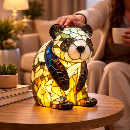 Animal Figurine Table Lamp with Stained Glass Design | Warm LED Accent Light for Cozy Home Decor