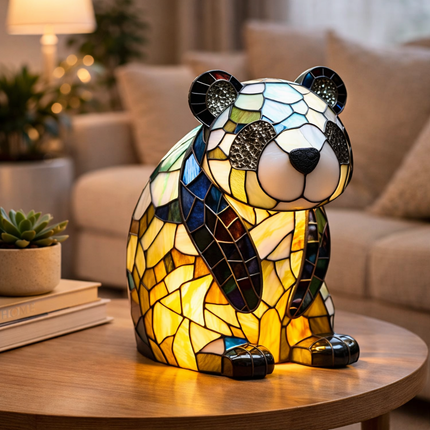 Animal Figurine Table Lamp with Stained Glass Design | Warm LED Accent Light for Cozy Home Decor