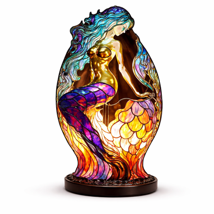 Animal Figurine Table Lamp with Stained Glass Design | Warm LED Accent Light for Cozy Home Decor