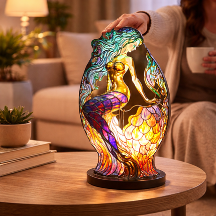 Animal Figurine Table Lamp with Stained Glass Design | Warm LED Accent Light for Cozy Home Decor