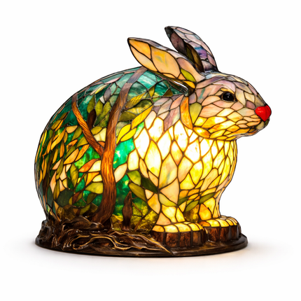 Animal Figurine Table Lamp with Stained Glass Design | Warm LED Accent Light for Cozy Home Decor