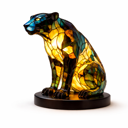 Animal Figurine Table Lamp with Stained Glass Design | Warm LED Accent Light for Cozy Home Decor