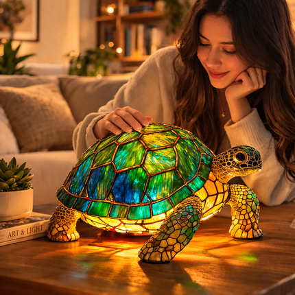 Animal Figurine Table Lamp with Stained Glass Design | Warm LED Accent Light for Cozy Home Decor
