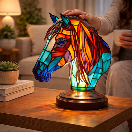 Animal Figurine Table Lamp with Stained Glass Design | Warm LED Accent Light for Cozy Home Decor