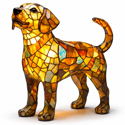 Table Lamp Stained Glass Dog, LED Night Light Decorative Desk Lamp, Small Resin Bedside Lamp for Bedroom_07