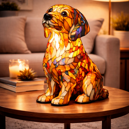 Dog Table Lamp with Warm LED Glow | Decorative Night Light for Pet Lovers