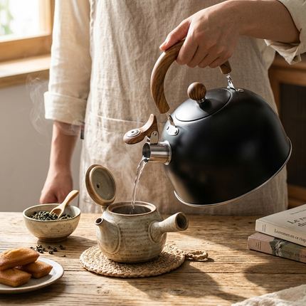 Whistling Stainless Steel Tea Kettle for Stovetop Use | Easy-Grip Handle for Quick Boiling