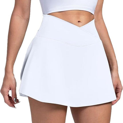 High-Waist Tennis Skirt with Built-In Shorts & Pockets | Comfortable Pickleball Skort for Easy Movement