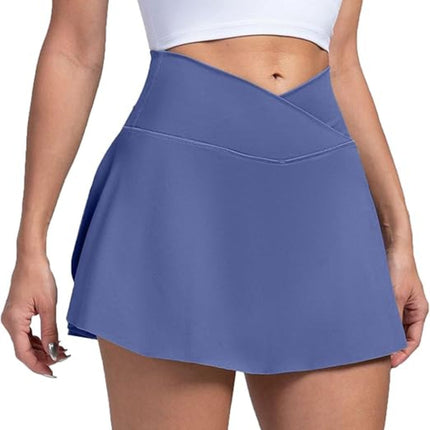 High-Waist Tennis Skirt with Built-In Shorts & Pockets | Comfortable Pickleball Skort for Easy Movement