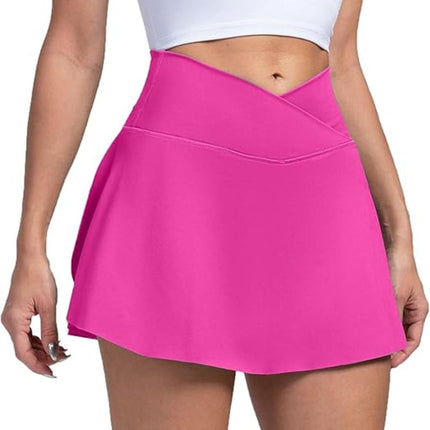 High-Waist Tennis Skirt with Built-In Shorts & Pockets | Comfortable Pickleball Skort for Easy Movement