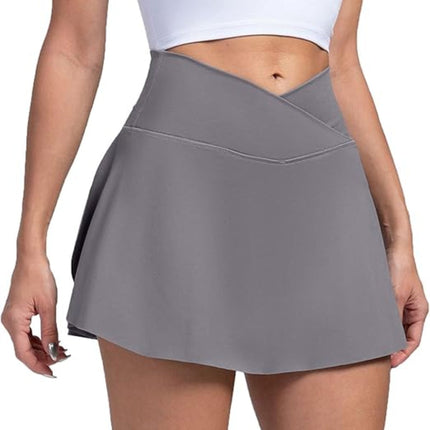 High-Waist Tennis Skirt with Built-In Shorts & Pockets | Comfortable Pickleball Skort for Easy Movement