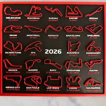 Racing Track Calendar Display Board for 2026 with Compact Design | Stylish Wall Art for Motorsport Enthusiasts