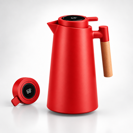 Tea Kettle with Temperature Display, Hot Water Kettle for Coffee, Double Wall Insulated Carafe with Wooden Handle_06