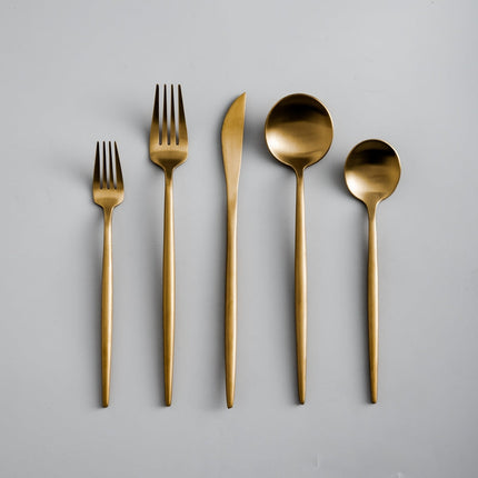20 Piece Silverware Set, Stainless Steel Flatware Set with Matte Titanium Coating, Dishwasher Safe Cutlery Set for 4