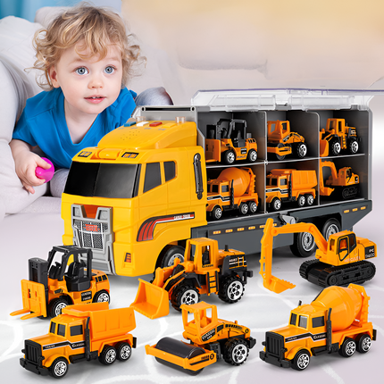Kids Construction Vehicle Set with Large Carrier Truck & Mini Machines | Interactive Play for Imaginative Builders