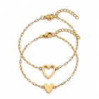 Heart Bracelets for Women, Stainless Steel Charm Bracelet with Chain, Matching Friendship Bracelets for Couples_00